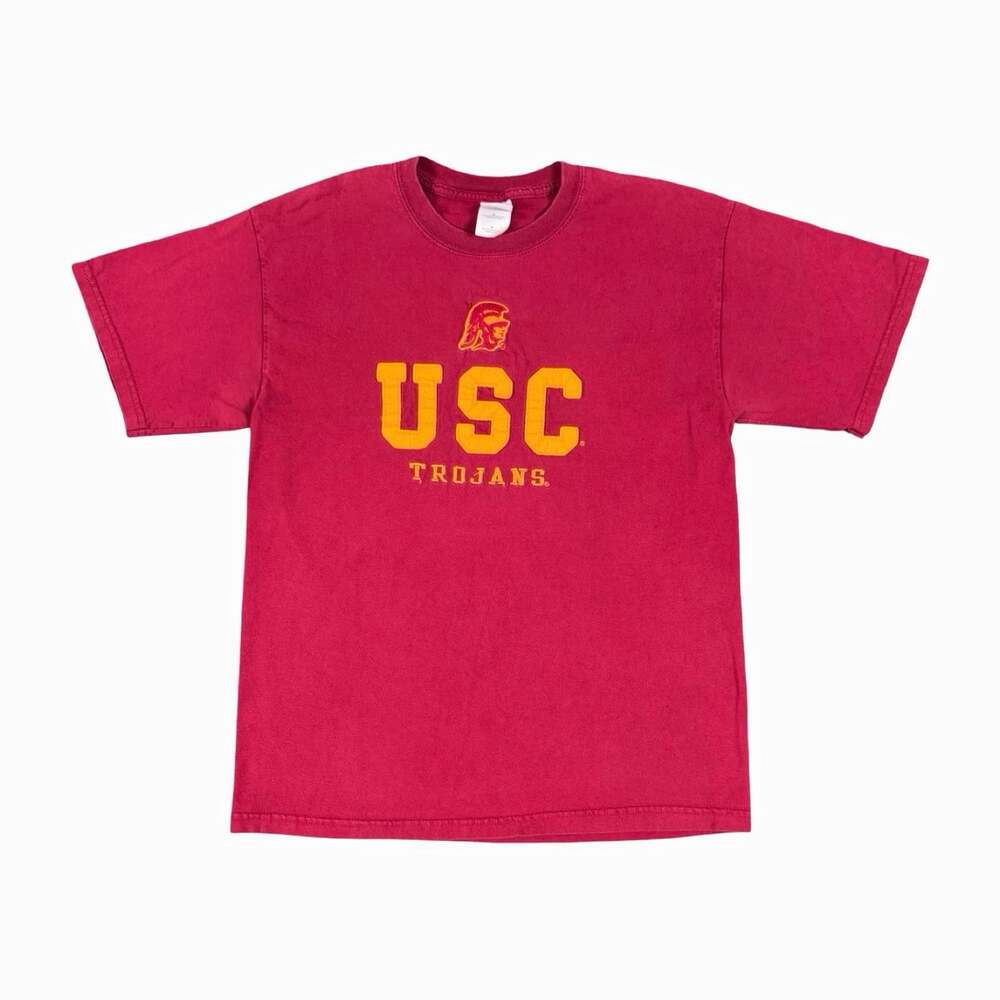 Vintage Y2K USC Trojans Logo Embriodered Short Sleeve T-Shirt Shirt Size M